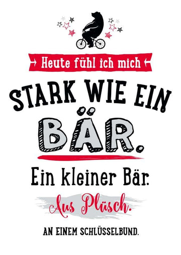 Postkarte mit Spruch - Heute bin ich stark wie ein Bär