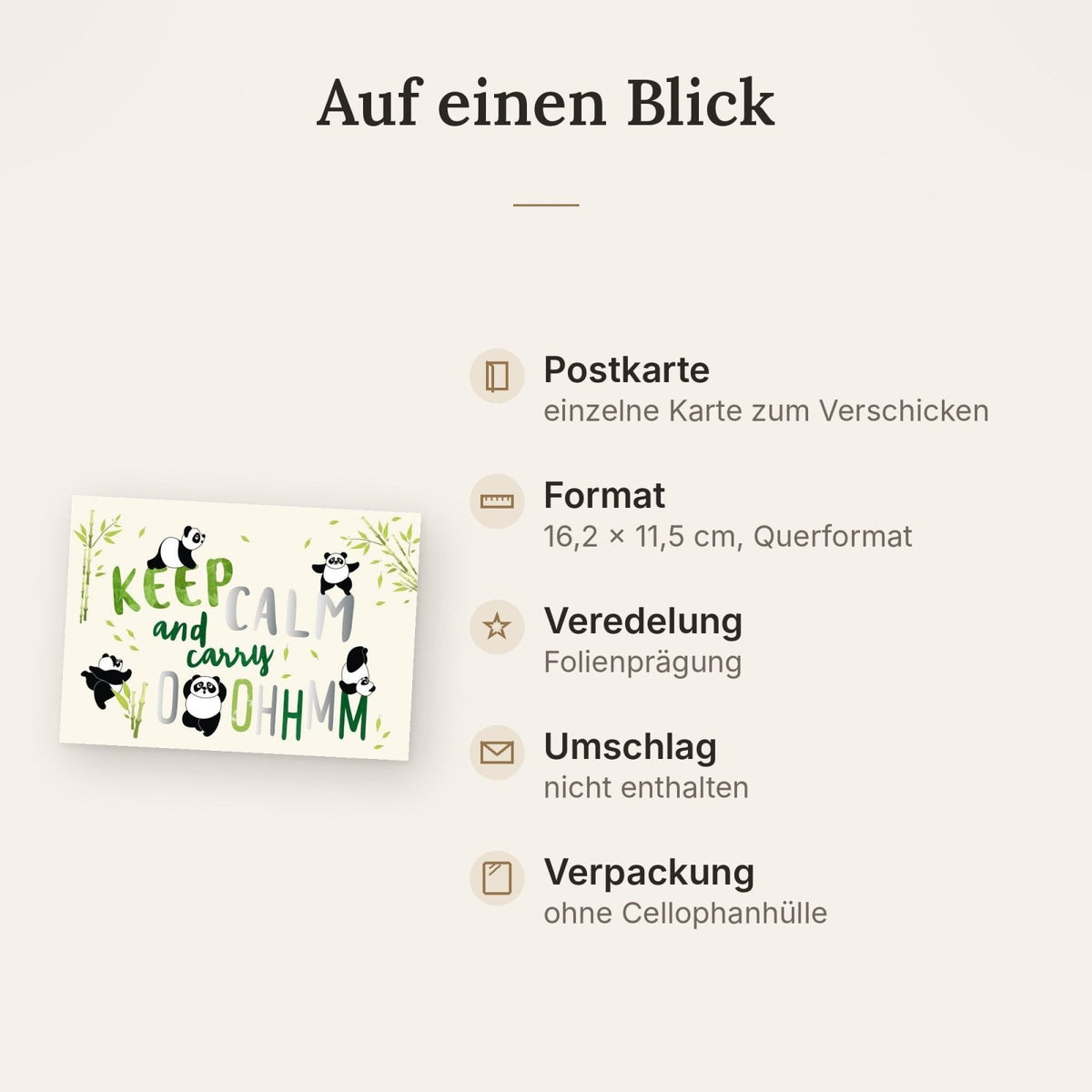 Postkarte mit Spruch: Ruhe bewahren und Oohhmm genießen