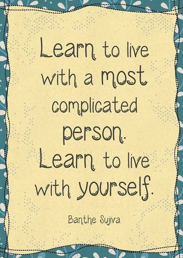 Postkarte - Motivationskarte mit Vintage Rand und inspirierendem englischen Spruch für Selbstakzeptanz