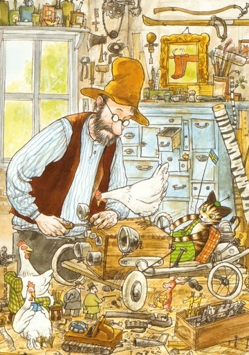 Postkarte Pettersson und Findus Die Seifenkiste