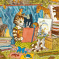 Postkarte Pettersson und Findus Findus beim Lesen