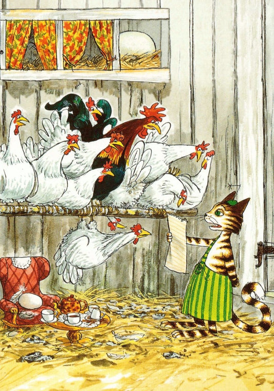 Postkarte Pettersson und Findus Im Hühnerstall