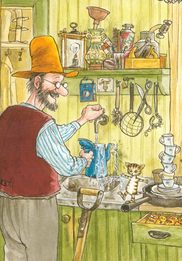 Postkarte Pettersson und Findus In der Küche