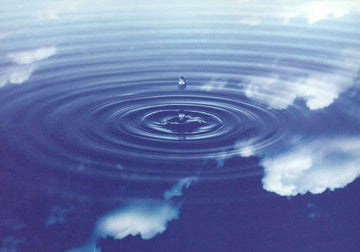 Postkarte Spirituelle Balance - Zen Natur & Wassertropfen Reflexion in Blau für Entspannung und innere Ruhe