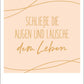 Postkarte Spruch: Augen schließen - Goldfolie Happy Notes für besondere Momente