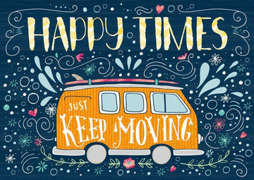 Postkarte Spruch Englisch Happy Moments Bulli