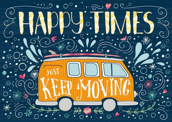 Postkarte Spruch Englisch Happy Moments Bulli