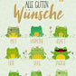 Postkarte Spruch für alle Anlässe mit Fröschen und Folienprägung - Gute Wünsche