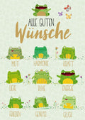 Postkarte Spruch für alle Anlässe mit Fröschen und Folienprägung - Gute Wünsche
