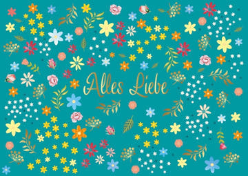 Postkarte Sprüche: Blumen Grüße & Folienprägung für Freundschaft und Liebe