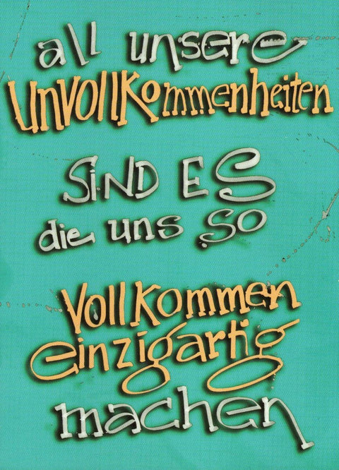 Postkarte Sprüche: Die Schönheit unserer Unvollkommenheiten entdecken