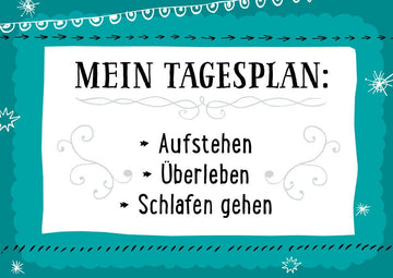 Postkarte Sprüche: Ein humorvoller Tagesplan für alle Lebenslagen - Aufstehen, Überleben, Schlafen gehen