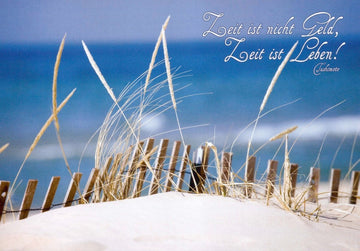 Postkarte Sprüche - Entspannung am Meer: Strand, Dünen & Himmel | Achtsamkeit & Erholung | Naturverbundenheit für Work - Life - Balance