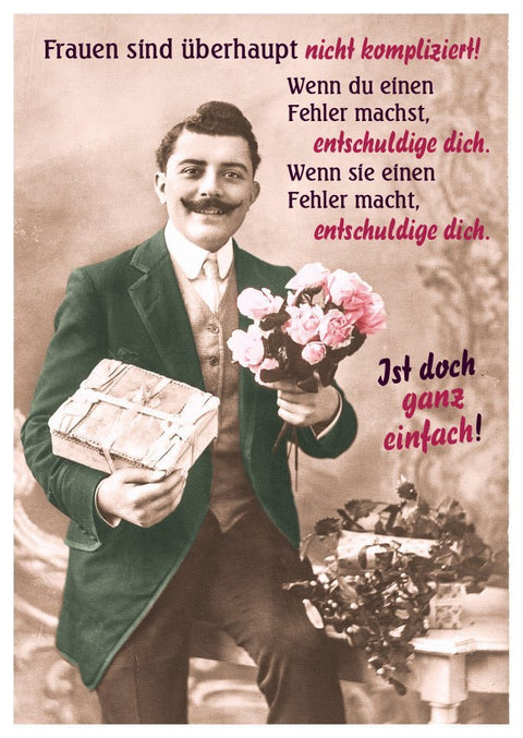 Postkarte Sprüche: Frauen sind wirklich einfach zu verstehen - Humorvolle Botschaft für jeden Anlass