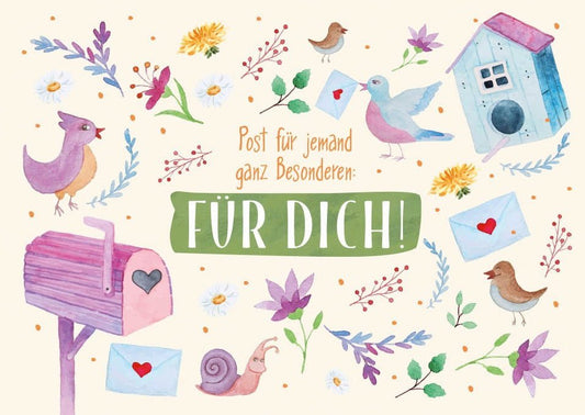 Postkarte - Sprüche: Glänzende Grüße für besondere Menschen mit funkelndem Glitzerlack