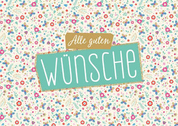 Postkarte Sprüche: Herzliche Wünsche mit zarten Blumen