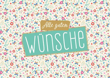 Postkarte Sprüche: Herzliche Wünsche mit zarten Blumen