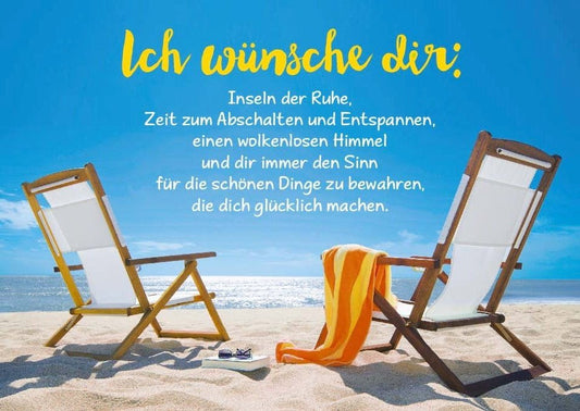 Postkarte Sprüche: Inseln der Ruhe und Entspannung wünschen