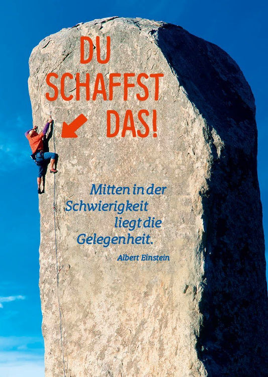 Postkarte - Sprüche: Motivationskarte mit dem Spruch "Du schaffst das" für positive Gedanken und Ermutigung