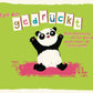 Postkarte Sprüche: Panda Umarmung – Liebevolle Geste für Kinder & Erwachsene auf grünem Hintergrund