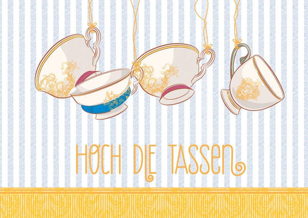 Postkarte Sprüche: Prost auf das Leben - Hoch die Tassen!