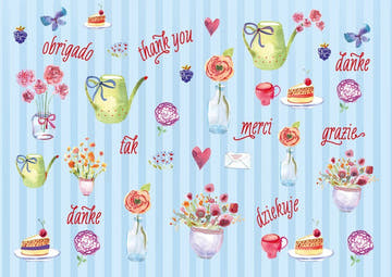 Postkarte Sprüche: Thank You Merci Danke - Vielseitige Danksagungskarte für jeden Anlass