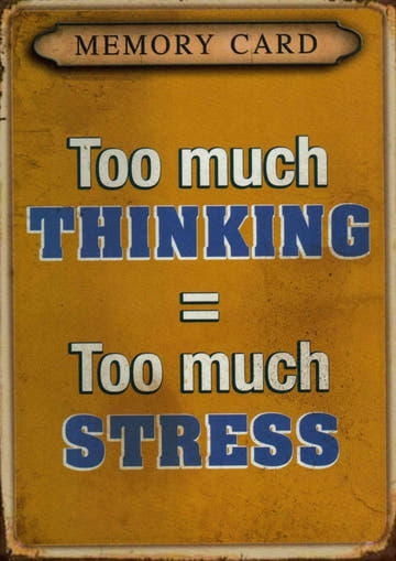 Postkarte Stressabbau: Humorvolle Lebensweisheit in Vintage Gelb & Blau - Inspirierendes Geschenk