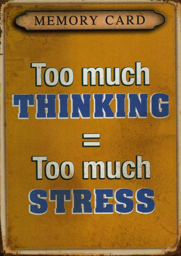 Postkarte Stressabbau: Humorvolle Lebensweisheit in Vintage Gelb & Blau - Inspirierendes Geschenk