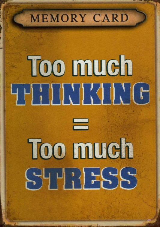 Postkarte Stressabbau: Humorvolle Lebensweisheit in Vintage Gelb & Blau - Inspirierendes Geschenk