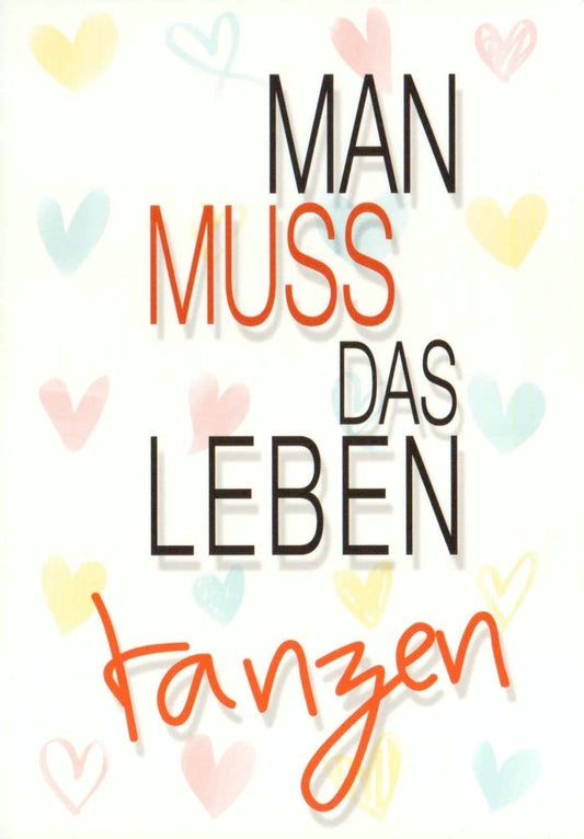 Postkarte "Tanz des Lebens" - Farbenfrohe Herzen, Motivation & Liebe für Freude und Positivität