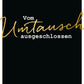 Postkarte Vom Umtausch ausgeschlossen elegante Postkarte mit Spruch in Schwarz und Gold für besondere Anlässe hochwertige