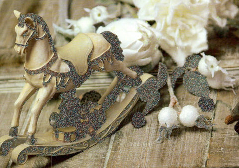 Postkarte Weihnachten: Holzschaukelpferd - Motiv für festliche Grüße