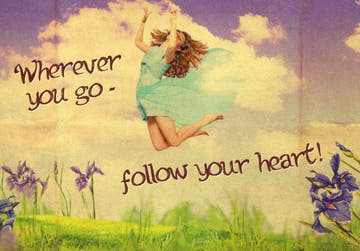 Postkarte zum Abschied: Follow Your Heart – Inspirierende englische Botschaft