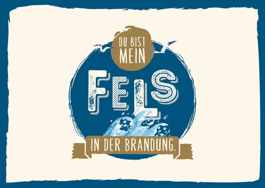 Postkarten - Liebe: Romantische Karte "Du bist mein Fels in der Brandung" mit maritimem Design für besondere Anlässe