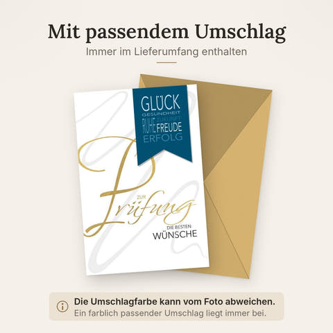 Prüfungs-Glückwunschkarte - Elegante Karte für Erfolg, Gesundheit & Freude mit inspirierenden Motiven