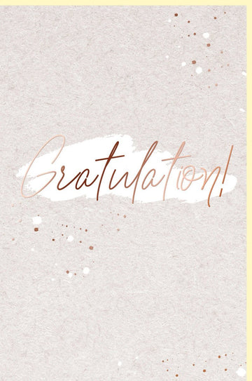 Prüfungsglückwunschkarte - Edles Metallfolien - Design auf Naturkarton mit farbigem Schriftzug für besondere Gratulationsmomente