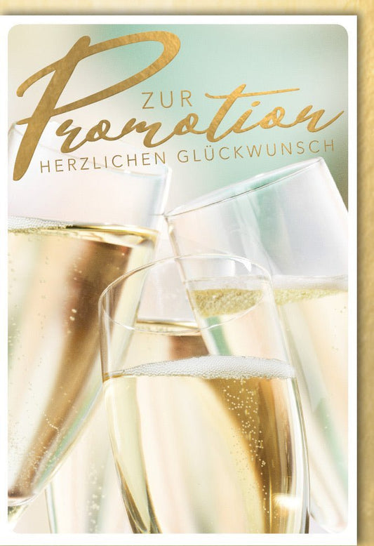 Prüfungsglückwunschkarte - Feiere Deinen Erfolg mit Sektgläsern, Champagner & Doktorhut