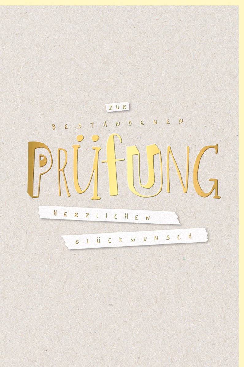 Prüfungsglückwunschkarte - Stilvolle Gratulationskarte auf Naturkarton mit Goldakzenten für Schüler & Studenten, Beige