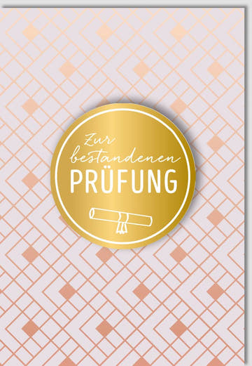 Prüfungsglückwunschkarte - Stilvolle Karte mit Goldakzenten für akademische Erfolge und Examenfeiern