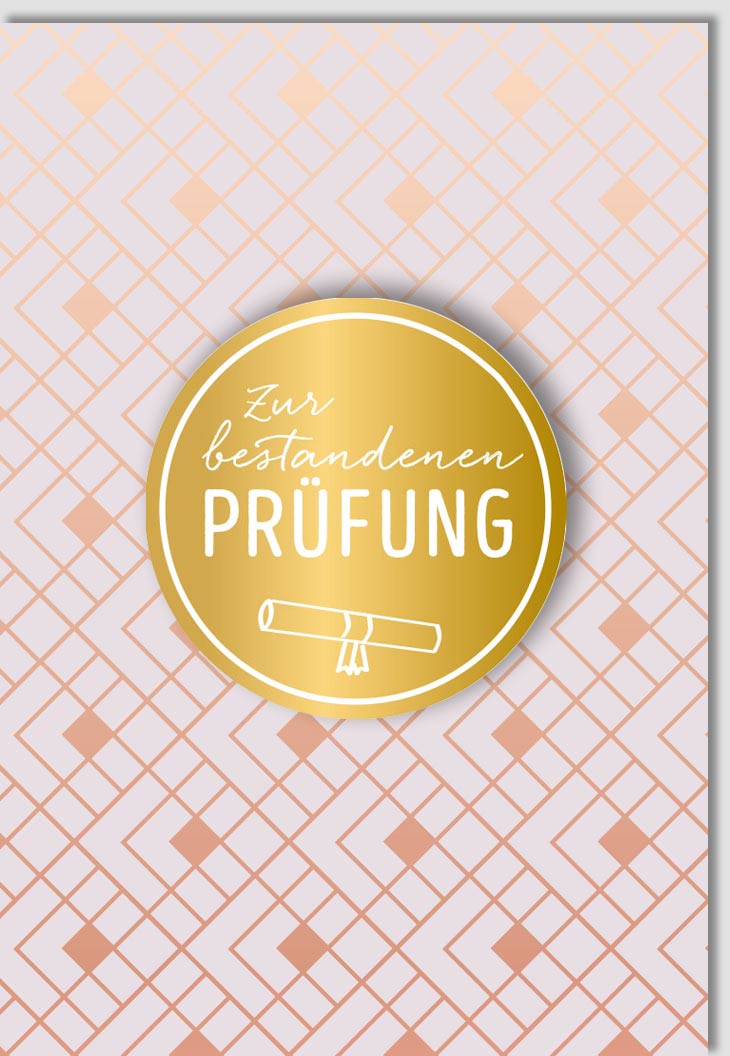 Prüfungsglückwunschkarte - Stilvolle Karte mit Goldakzenten für akademische Erfolge und Examenfeiern