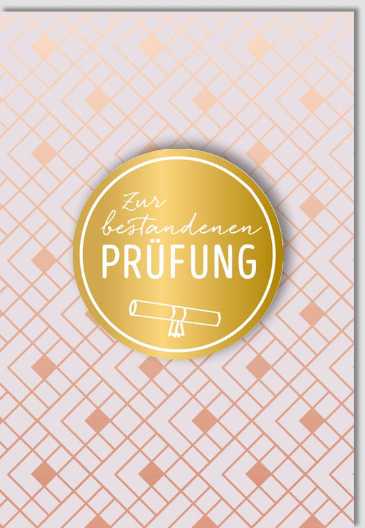 Prüfungsglückwunschkarte - Stilvolle Karte mit Goldakzenten für akademische Erfolge und Examenfeiern