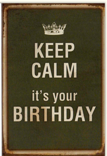 Retro Geburtstagskarte "Keep Calm Birthday" - Vintage Design mit Nostalgischem Kronenmotiv, Klassischer Geburtstagsgruß für besondere Anlässe