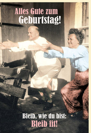 Retro Geburtstagskarte mit Vintage Fitness Humor - Witzige Gratulation für Erwachsene