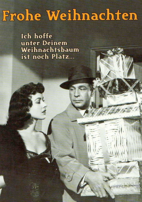 Retro Weihnachtskarte mit Spruch - Platz für Geschenke unterm Baum