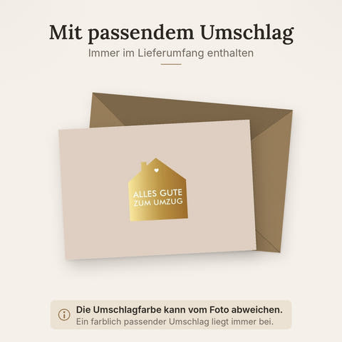 Richtfestkarte "Neues Heim" mit goldener Haus-Silhouette – Herzliche Wünsche zur Wohnungseinweihung und zum Neuanfang