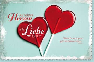 Romantische Grußkarte mit Herz & Lollis - Liebevoller Glückwunsch und Zuneigung Ausdruck