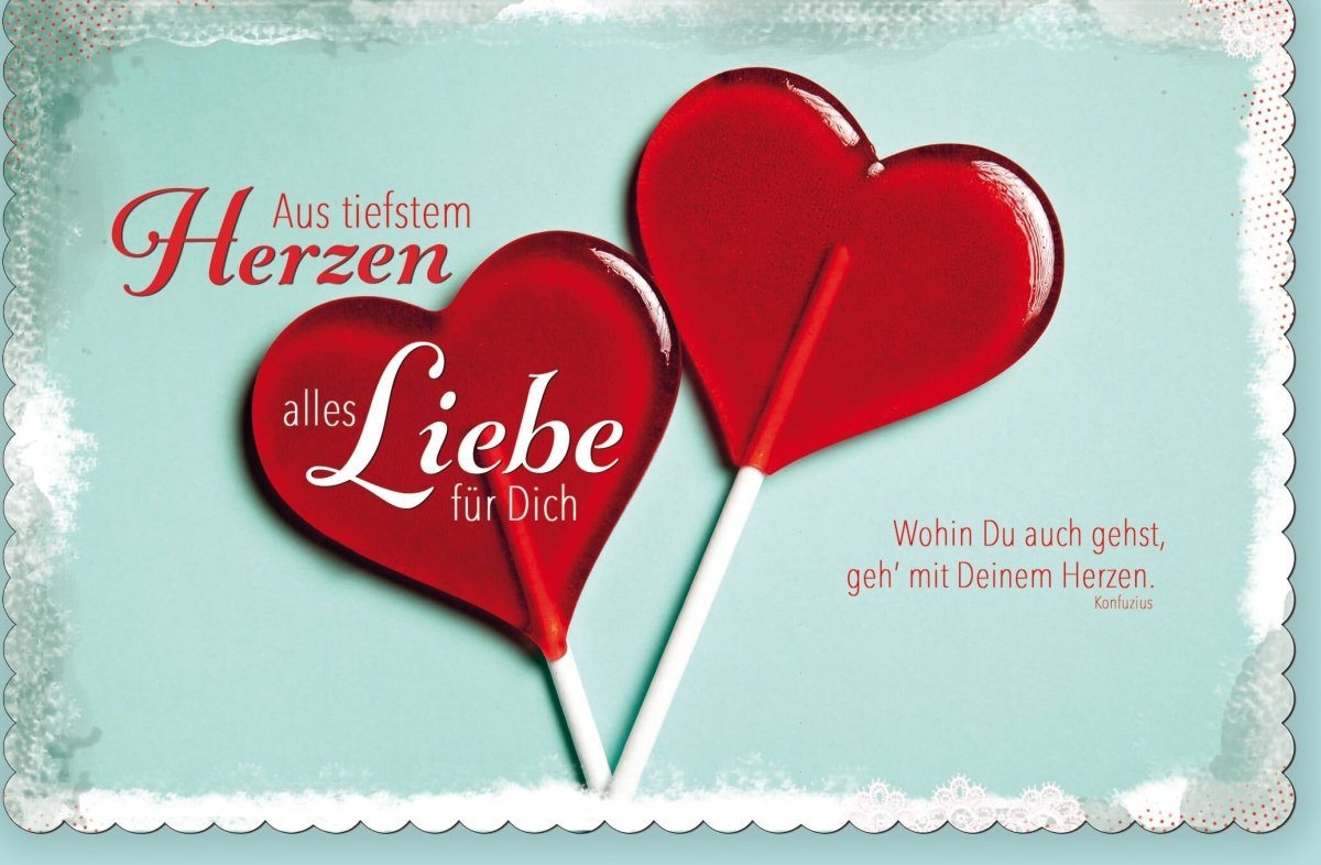 Romantische Grußkarte mit Herz & Lollis - Liebevoller Glückwunsch und Zuneigung Ausdruck