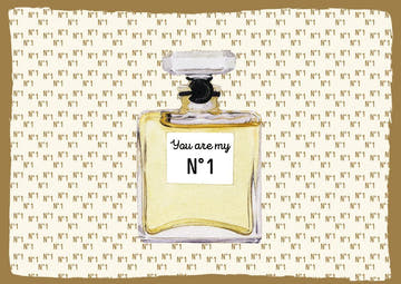 Romantische Postkarte für Parfüm - Liebhaber – Elegantes Design mit "You are my No 1" Botschaft