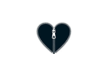 Romantische Postkarte mit Herz & Reißverschluss Design - Minimalistische Schwarz - Weiß Geschenkkarte für Paare, Liebe