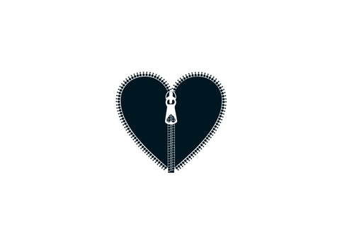 Romantische Postkarte mit Herz & Reißverschluss Design - Minimalistische Schwarz - Weiß Geschenkkarte für Paare, Liebe